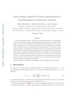 Linear Variance Bounds for Particle Approximations of Time-Homogeneous
  Feynman-Kac Formulae
