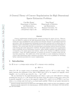 A General Theory of Concave Regularization for High Dimensional Sparse
  Estimation Problems