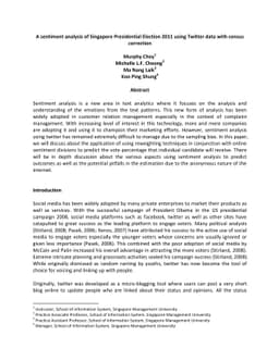 A sentiment analysis of Singapore Presidential Election 2011 using
  Twitter data with census correction