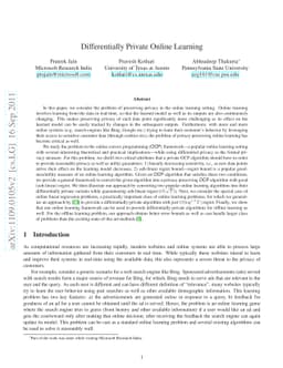 Differentially Private Online Learning
