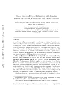 Stable Graphical Model Estimation with Random Forests for Discrete,
  Continuous, and Mixed Variables