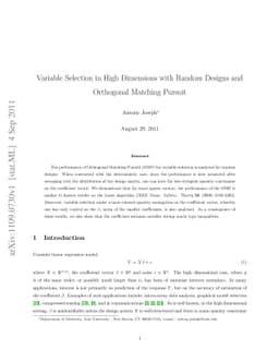 Variable Selection in High Dimensions with Random Designs and Orthogonal
  Matching Pursuit