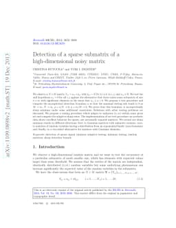 Detection of a sparse submatrix of a high-dimensional noisy matrix