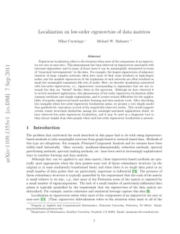Localization on low-order eigenvectors of data matrices