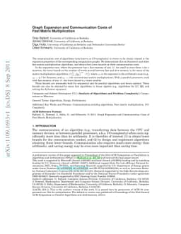 Graph Expansion and Communication Costs of Fast Matrix Multiplication
