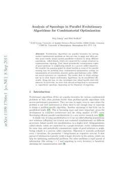 Analysis of Speedups in Parallel Evolutionary Algorithms for
  Combinatorial Optimization