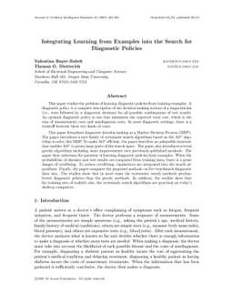 Integrating Learning from Examples into the Search for Diagnostic
  Policies