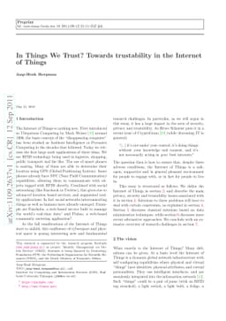 In Things We Trust? Towards trustability in the Internet of Things