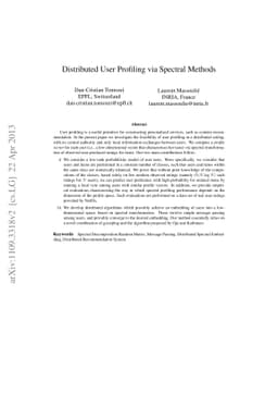 Distributed User Profiling via Spectral Methods