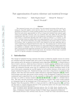 Fast approximation of matrix coherence and statistical leverage
