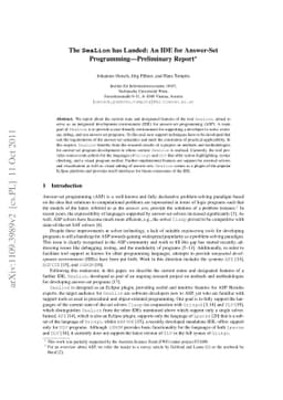 The SeaLion has Landed: An IDE for Answer-Set Programming---Preliminary
  Report