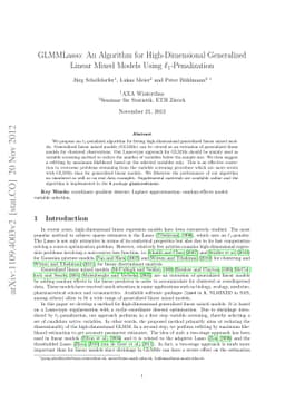 GLMMLasso: An Algorithm for High-Dimensional Generalized Linear Mixed
  Models Using L1-Penalization