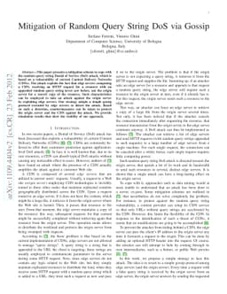 Mitigation of Random Query String DoS via Gossip