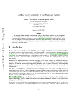 Explicit Approximations of the Gaussian Kernel