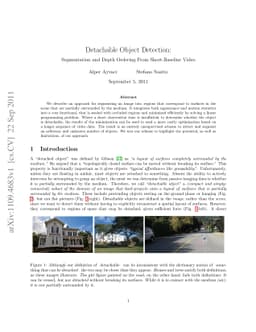 Detachable Object Detection: Segmentation and Depth Ordering From
  Short-Baseline Video