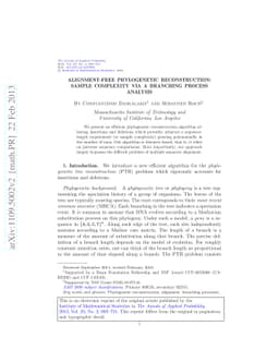 Alignment-free phylogenetic reconstruction: Sample complexity via a
  branching process analysis