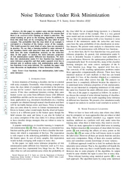 Noise Tolerance under Risk Minimization