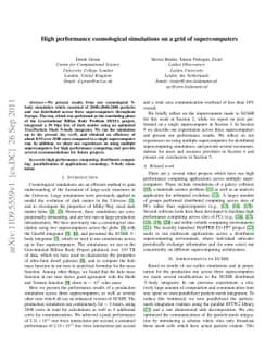 High performance cosmological simulations on a grid of supercomputers