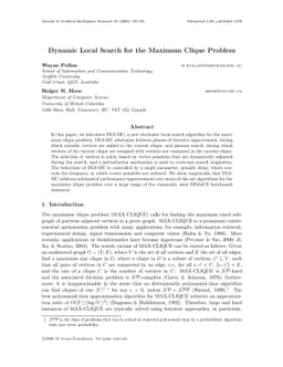 Dynamic Local Search for the Maximum Clique Problem