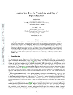 Learning Item Trees for Probabilistic Modelling of Implicit Feedback