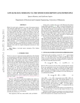 Low-rank data modeling via the Minimum Description Length principle
