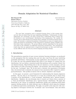 Domain Adaptation for Statistical Classifiers