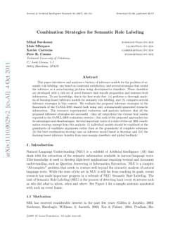Combination Strategies for Semantic Role Labeling