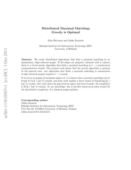 Distributed Maximal Matching: Greedy is Optimal