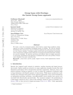 Group Lasso with Overlaps: the Latent Group Lasso approach