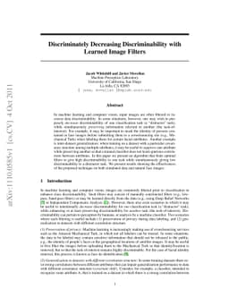 Discriminately Decreasing Discriminability with Learned Image Filters
