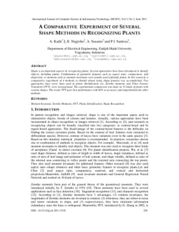 A Comparative Experiment of Several Shape Methods in Recognizing Plants
