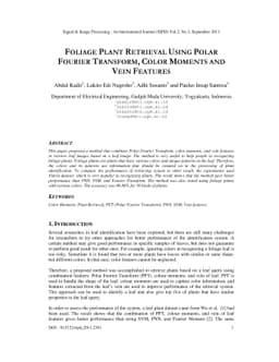 Foliage Plant Retrieval using Polar Fourier Transform, Color Moments and
  Vein Features