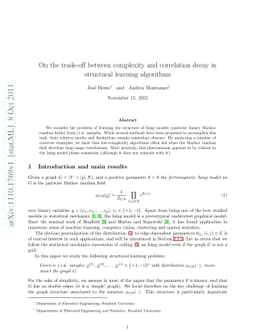 On the trade-off between complexity and correlation decay in structural
  learning algorithms