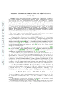 Positive definite matrices and the S-divergence