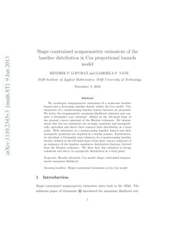 Shape constrained nonparametric estimators of the baseline distribution
  in Cox proportional hazards model