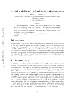 Applying statistical methods to text steganography