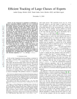 Efficient Tracking of Large Classes of Experts