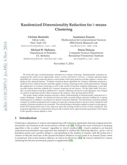 Randomized Dimensionality Reduction for k-means Clustering