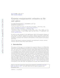 Gaussian semiparametric estimates on the unit sphere