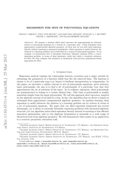 Regression for sets of polynomial equations