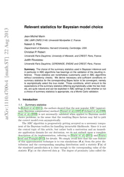 Relevant statistics for Bayesian model choice
