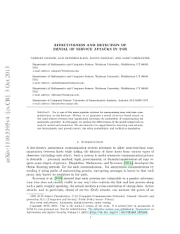Effectiveness and detection of denial of service attacks in Tor
