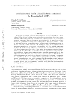 Communication-Based Decomposition Mechanisms for Decentralized MDPs