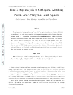 Joint k-step analysis of Orthogonal Matching Pursuit and Orthogonal
  Least Squares