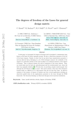 The degrees of freedom of the Lasso for general design matrix
