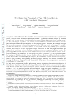 The Gathering Problem for Two Oblivious Robots with Unreliable Compasses