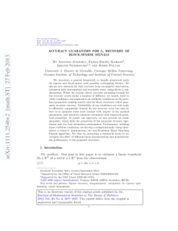 Accuracy guaranties for $\ell_1$ recovery of block-sparse signals