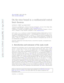 On the error bound in a combinatorial central limit theorem
