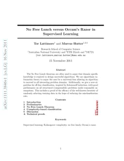 No Free Lunch versus Occam's Razor in Supervised Learning