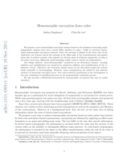 Homomorphic encryption from codes